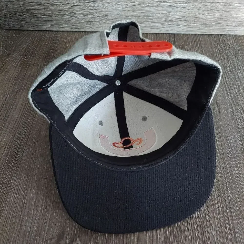 Hooey Gray and Black Snapback Hat with Orange Logo Flat Bill